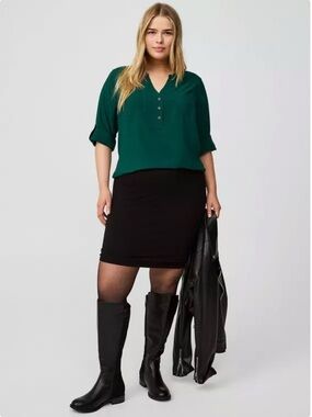 Torrid Harper challis 3/4 sleeve Teal green Button-Front Blouse